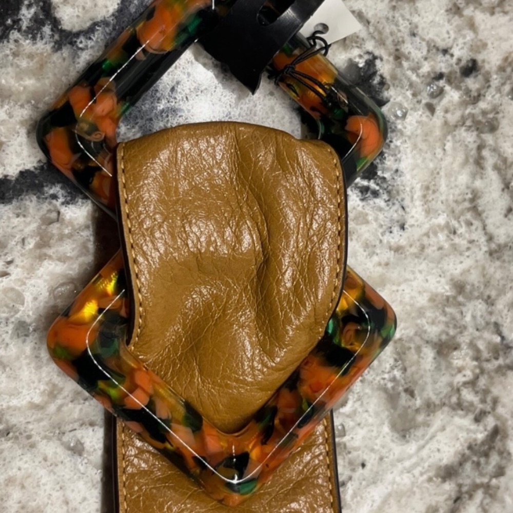 Coach Leather Tan Double Diamond Bakelite Small belt slouchy Boho vintage 70’s - Picture 4 of 11
